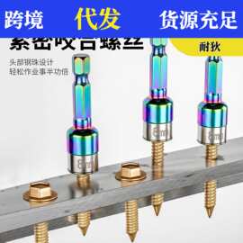 钻尾丝电钻套头全套高硬度套筒燕尾钉彩钢瓦内六角批头手
