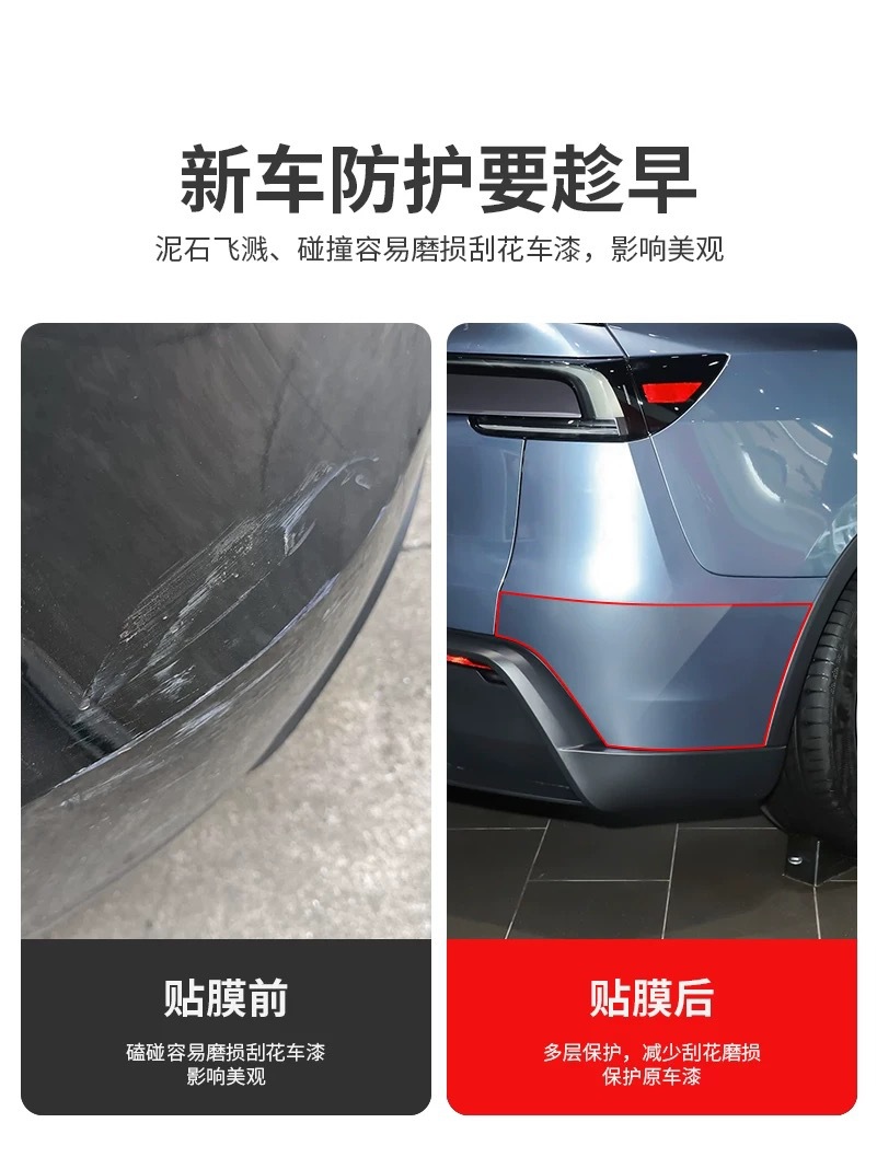 Suitable for Tesla's new Model YL/Y front bumper protective film, rear bumper protective film, and rear door TPU