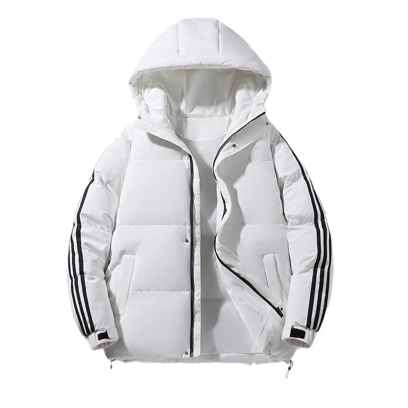 Ropa de invierno con capuzas de tres barras suelta pareja de algodón hombre estilo coreano de invierno de otoño de plumón de algodón de moda de abrigo caliente