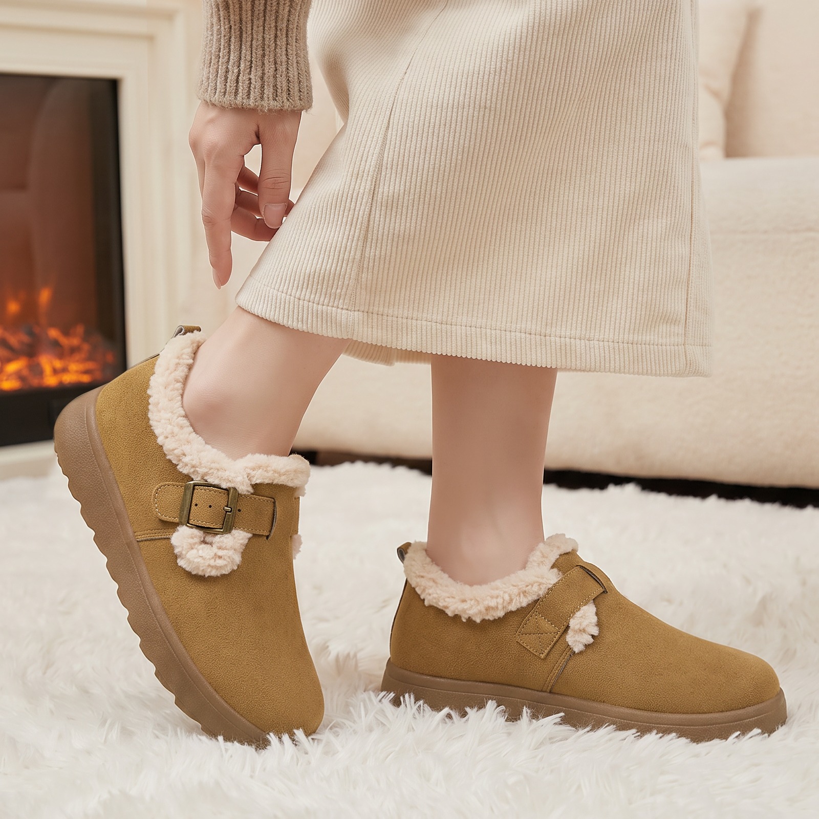 Zapatos de algodón zapatos de mujer nuevos zapatos boken zapatos de nieve cálidos zapatos de nieve cómodos botas cortas más botas gruesas de terciopelo botas de algodón de suela suave