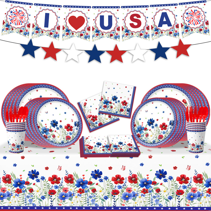 Amazon American Independence Day Themed Party Decoration Flag Set Star Flag Holiday Background Arrangement Garland