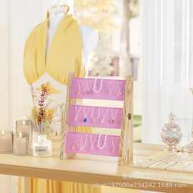 木质三层项链展示架供应商珠宝展示架天鹅绒链式项链展示展览架