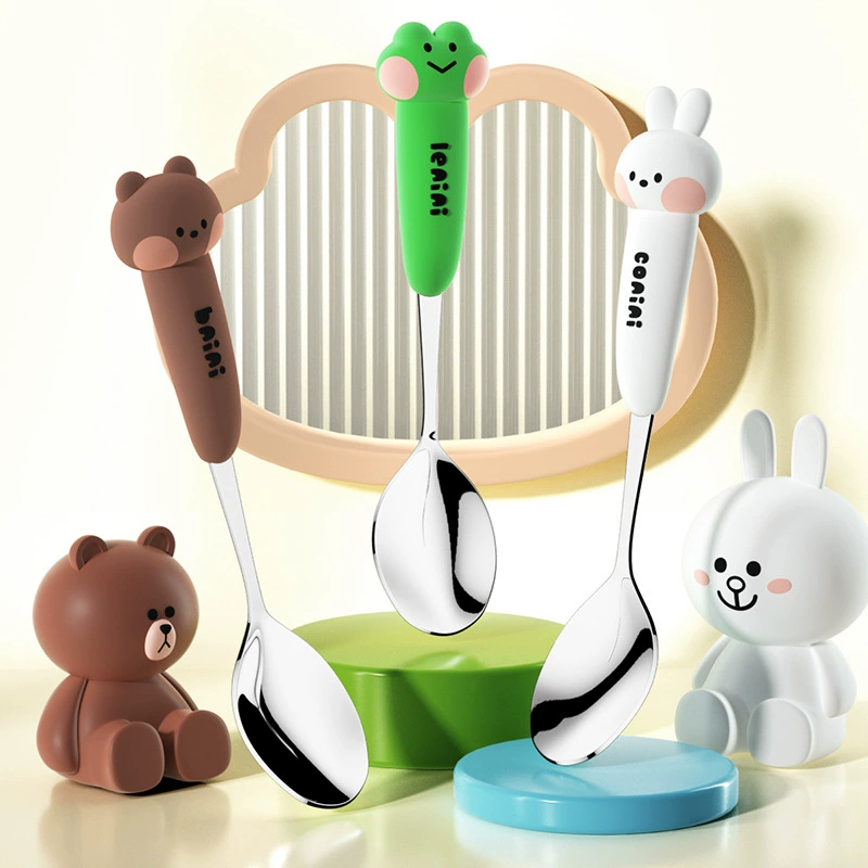 Ручной набор столовых приборов (Line Friends) ложка и палочки, нержавеющая сталь AISI 304, милый дизайн для детей