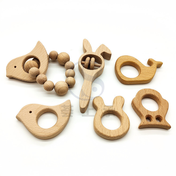 木製幼児おもちゃガラガラおしゃぶり赤ちゃん 100 日写真小道具アクセサリーおもちゃ木製リング