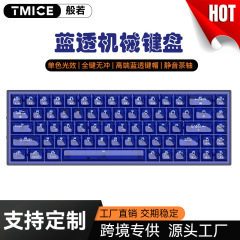 68键热插拔机械键盘透明蓝茶轴有线便携办公游戏电竞键盘客制化