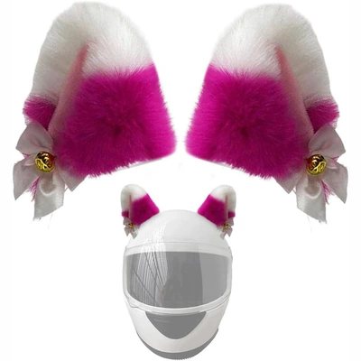 Motosiklet dəbilqələri, Decoration Detachable Luminous Cat - rose-red-and-white-pointed-cat-ears-with-lights