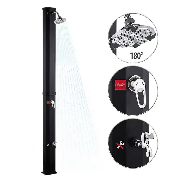 35L al aire libre energía solar de dos secciones columna de ducha solar piscina jardín trasero sin paneles solares