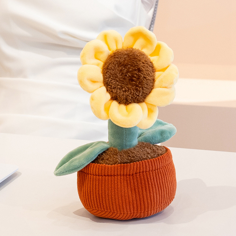 Muñecas de peluche aromáticas flores de imitación maceta decoración del hogar escritorio girasol automóvil adornos flores