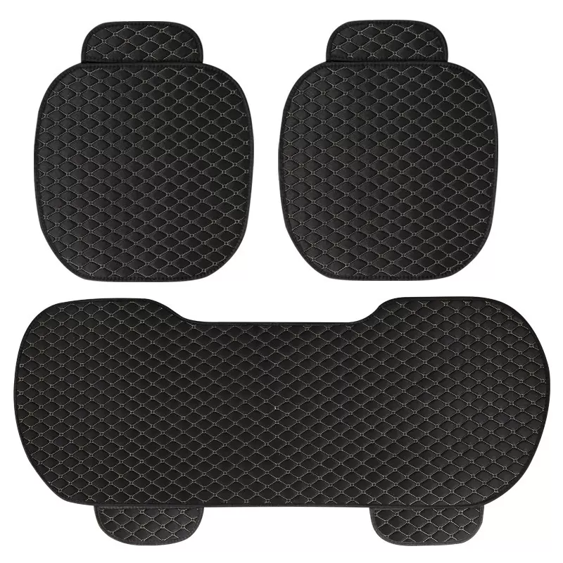 四季小菱形亚麻汽车坐垫带靠背前排底垫后排长垫免捆绑全车三件套
