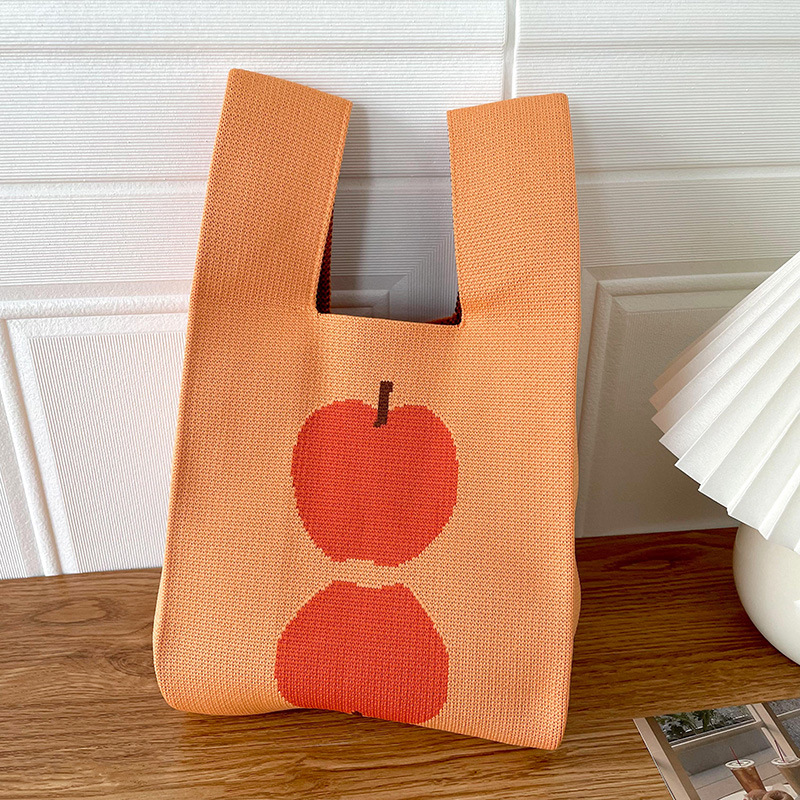 Bolsa de las mujeres de estilo coreano diseño de nicho lindo bolso de mano de punto de dibujos animados calle estudiante gran capacidad bolsa de las axilas