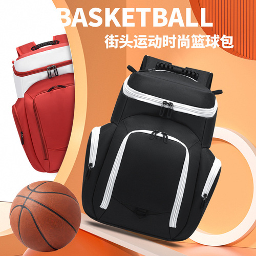 Large capacity basketball backpack with printable logo outdoor sports football storage bag training backpack