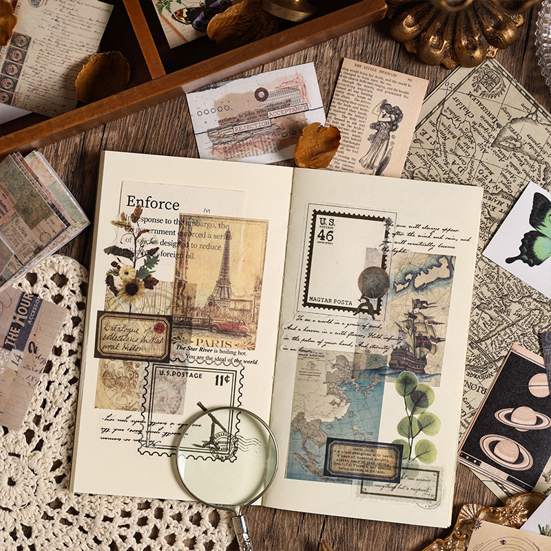 Gu Ling eternidad adhesivos Bean Bendiy pegatinas de diario de contabilidad retro retro transfronterizo pegatinas de contabilidad de estilo europeo