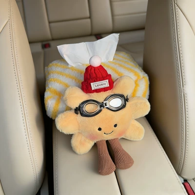 Plush Sunflower Car Tissue: Car tissue box/set