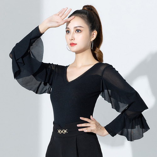  Latin dance clothing new tops modern dance practice clothes national standard dance clothes adult mesh one-piece performance clothes