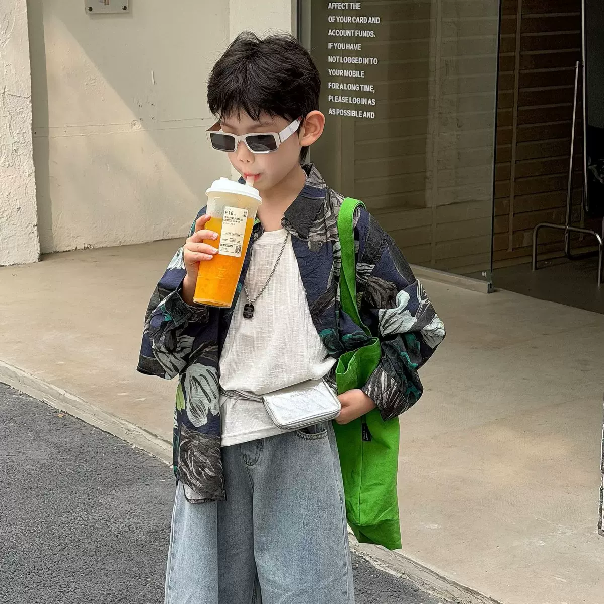 泰如2026春季新款儿童抽象派艺术生衬衫男童韩版洋气度假风开衫潮