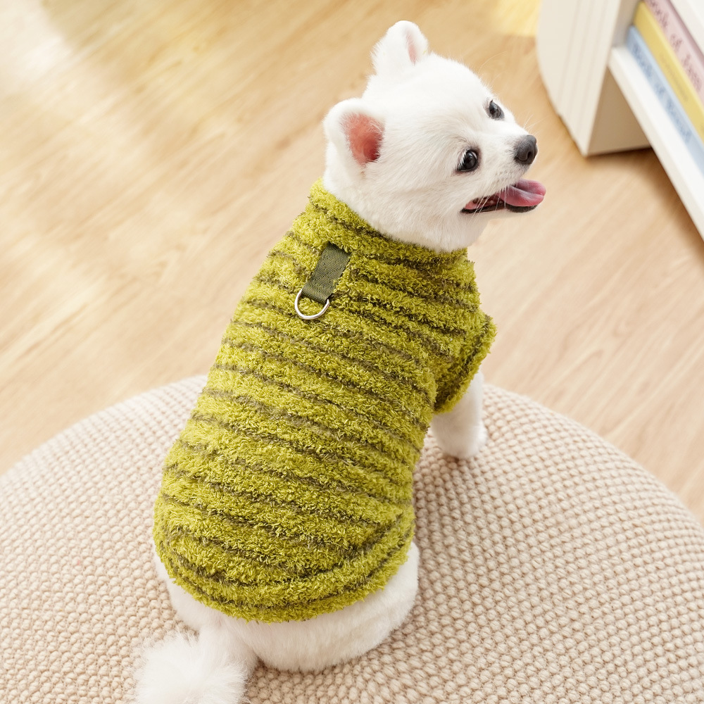 Año Nuevo ropa de mascotas invierno peluche perros dorados gatos rayas corky Fato pie bajo artículos para gatos chaleco de perro