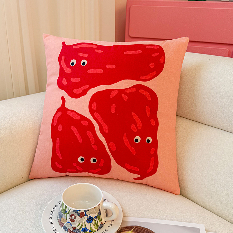 Funda de almohada de fruta abstracta de dibujos animados, almohada de viento, almohada linda, dormitorio de estudiantes, almohada de sofá, cojín, funda de almohada