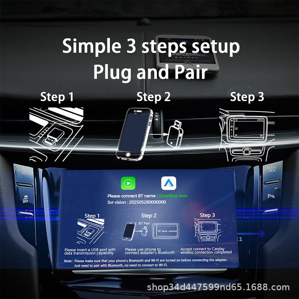 Cross-border CarPlay Apple and Android 2-in-1 Wired to Wireless Car Smart Navigation CarPlay Adapter Box