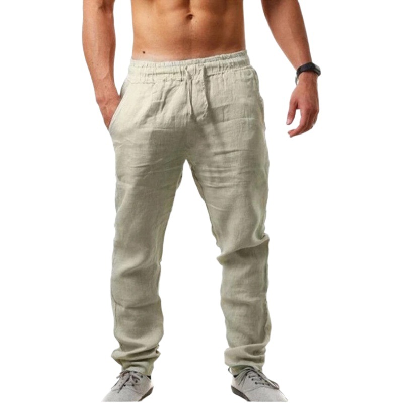 2020 Amazon deseo AliExpress verano europeo y americano de los hombres de hip hop de algodón transpirable de lino sueltos pantalones deportivos casuales