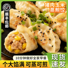 【顺丰包邮】猪肉玉米蒸煎饺500g*3包菌菇三鲜猪肉荠菜早餐半成品