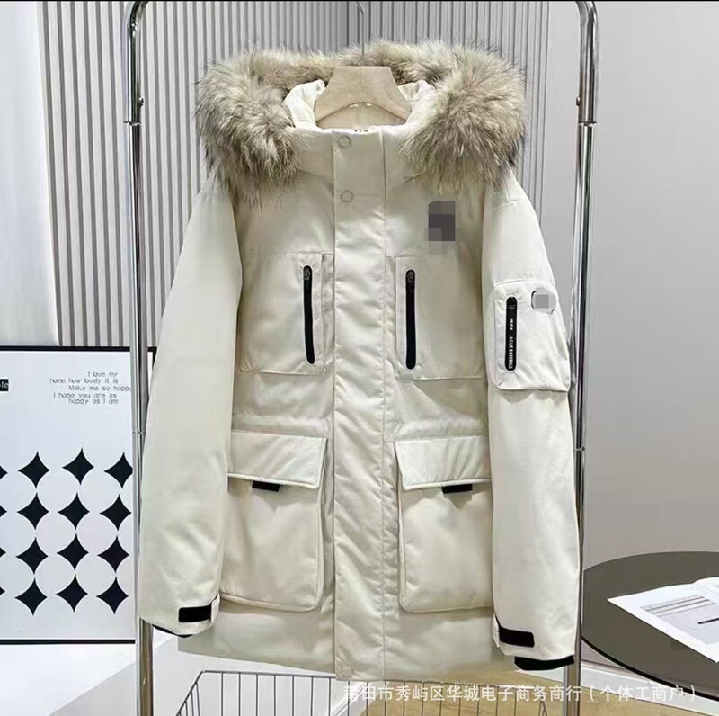 新款MLB羽绒服洋基队2代中长款防风大毛领男女派克外套加厚保暖|undefined
