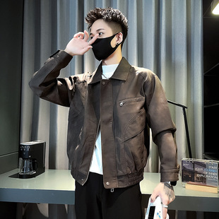 American-style Leather Jacket Men's Trendy Brand Biker Jacket Outerwear Design Sense Top Men's 2025 New Arrival Leather Jacket