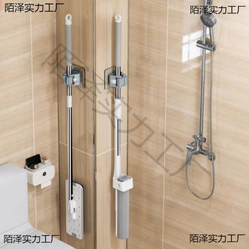 Bathroom Mop Holder, No-Drill Mop Rack, Strong Wall-Mounted, Essential for New Home, Bathroom Essential, Shenlede