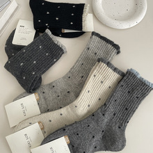波点袜子女秋冬季新款保暖加厚日系可爱花边短袜羊毛袜百搭长袜