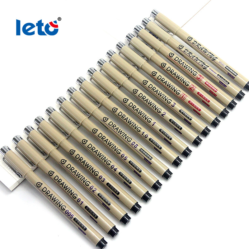 Aguja pluma flor de cerezo mismo gancho impermeable pluma dibujo pluma pintada a mano diseño arte boceto tubo de aguja negro 12 sets