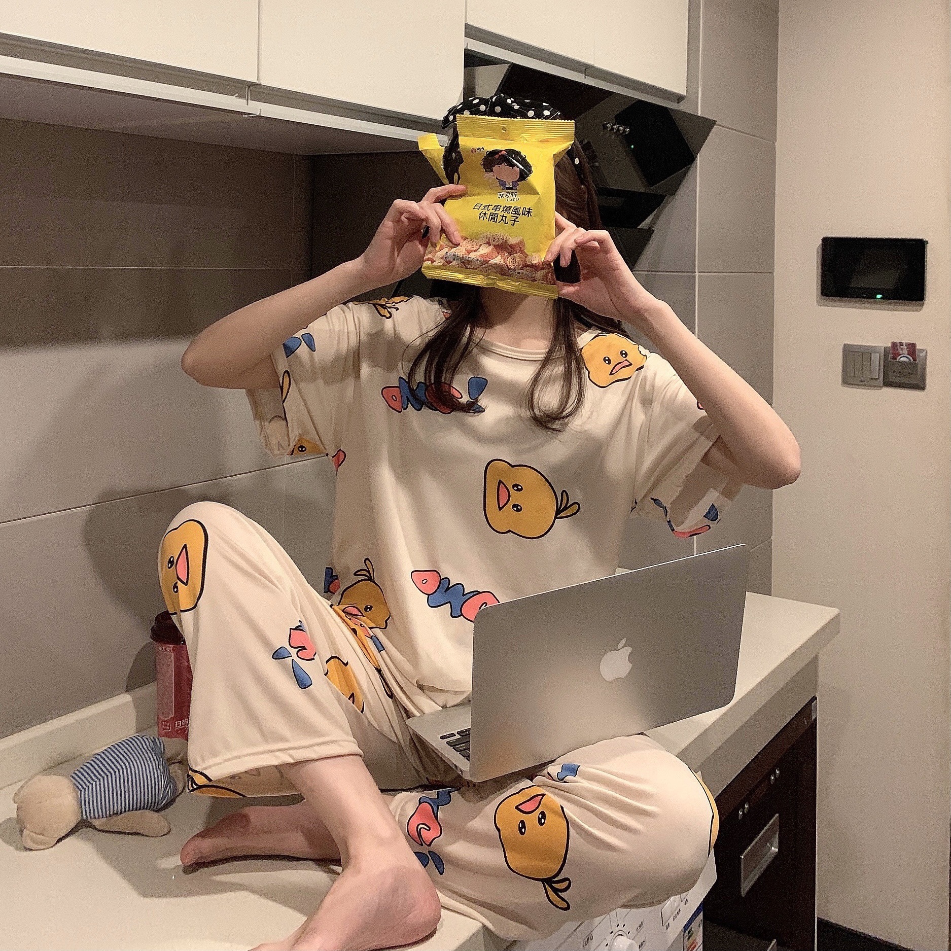 Pijamas primavera y otoño de las mujeres de verano Pantalones de manga corta más el tamaño flojo estilo coreano fresco lindo estudiante dulce traje de desgaste para el hogar