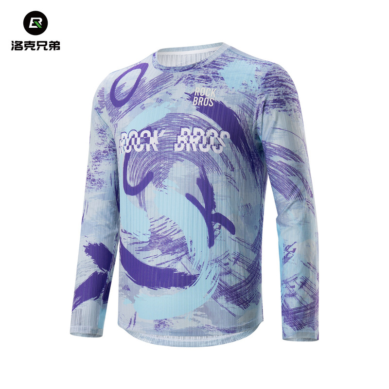 Rock Brothers Printed Loose Long-Sleeved T-Shirt Cycling Clothing Mountain Road Bicycle Casual Tops for Men and Women