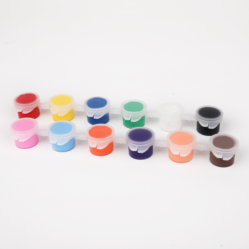 Pintura acrílica de los niños 12 colores traje 6 estudiantes siameses kindergarten arte pintura graffiti DIY yeso tira pigmento