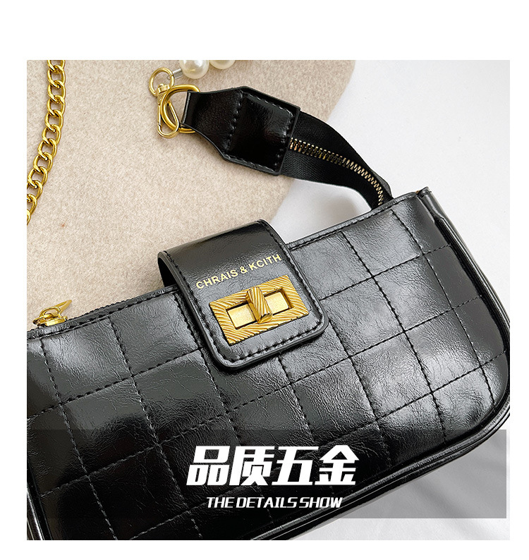 Bolso De Mensajero De Cadena De Perlas Con Patrón Rómbico Coreano display picture 21