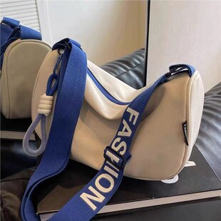 Large-Capacity Nylon Canvas Bag Women's Fashion 2025 New Casual Shoulder Bag Versatile Wide-Band Cross-Body Pillow Bag