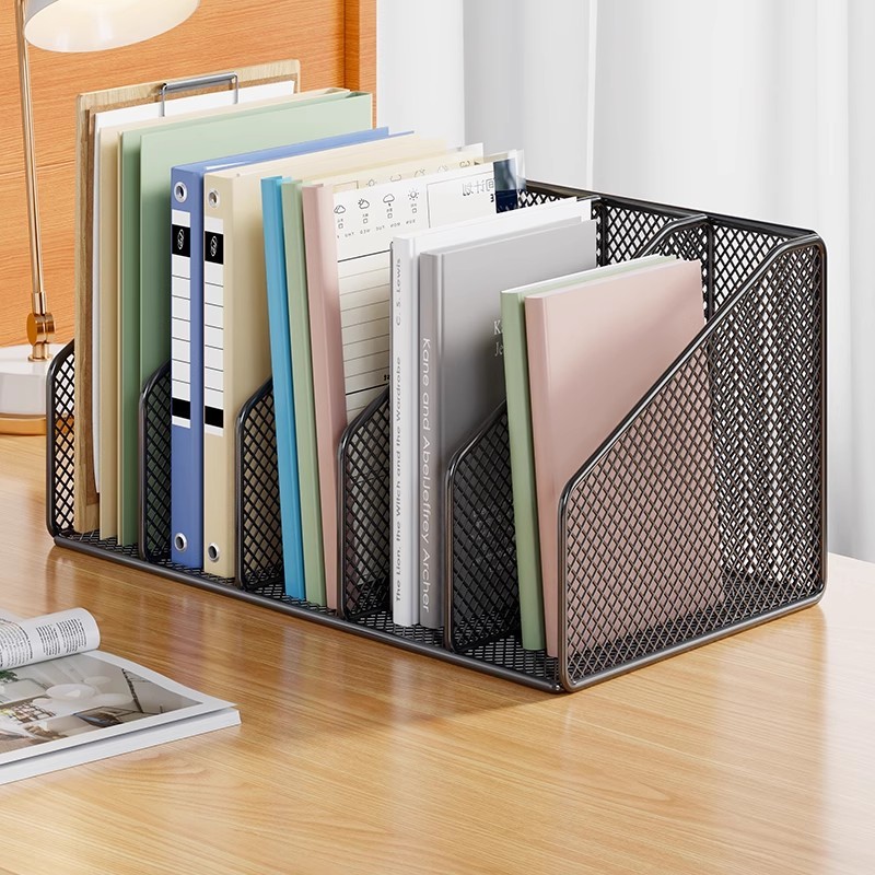 金属ファイルラックデスクトップシンプルな垂直本棚オフィスデータファイル収納バスケット事務用品整理ラック|undefined