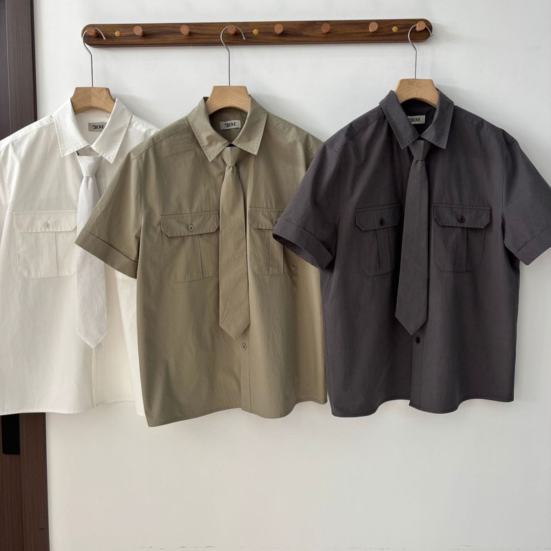 In-Stock 2026 Summer New Qd Grove Collared College-Style Tie Short-Sleeve Shirt Workwear Simple Top In-Stock 2026 Summer New Qd Grove Collared College-Style Tie Short-Sleeve Shirt Workwear Simple Top