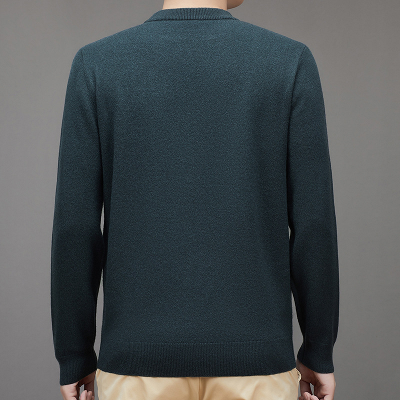 남자 스웨터 12 핀 두꺼운 400G 100 양 양모 크루 넥 긴 소매 풀오버 니트베이스 셔츠 아빠 팩