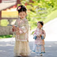 25-летний весенний стиль Xiaohailan Girls Hanfu Ming древний стиль вышитый топ юбка костюм конского юбка старинный стиль костюм