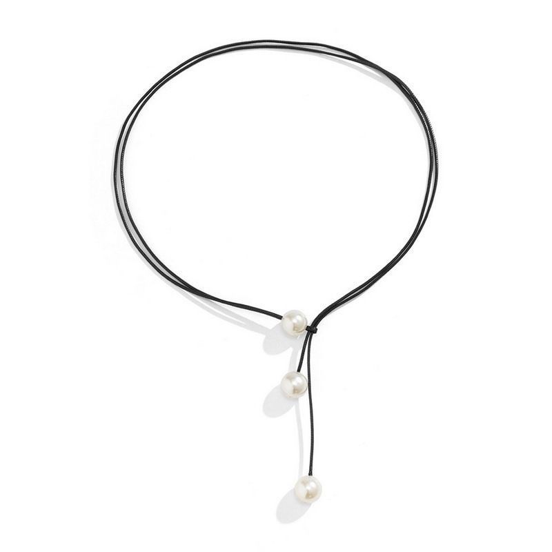 Collar de perlas de doble capa con cordón de cera elegante_voghion.com