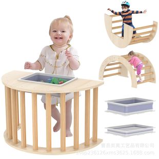 Wooden Climbing Rack Table Combination Rack Kindergarten Household Indoor Nordic Style Baby Slide Balance Climbing Rack