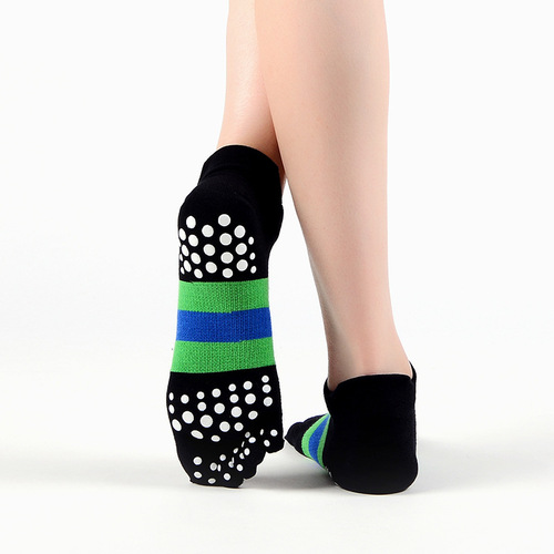 MEIKAN Yoga Socks Indoor Anti-Slip Socks Color Block Back Five Finger Socks Sports Socks Women's Socks Split Fingers Floor Socks 