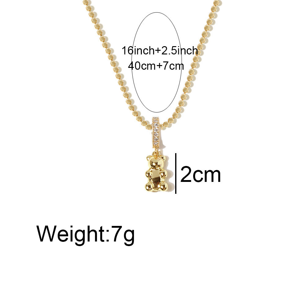 European And American Fashion Trend Copper Single Layer Bear Pendant Necklace Wholesale display picture 1