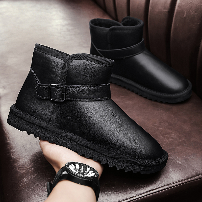 Erkekler için kar botları, 46, peluş ve kalın deri kışlık, lage wam pamuklu ayakkabılar, 45 numara, siyah boncuklu botlar,_voghion.com