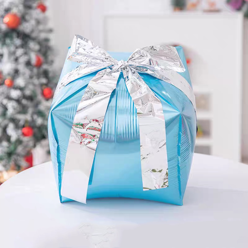 22 pulgadas 4D bola cuadrada caja de regalos de globo de película de aluminio decoración de Navidad decoración de globo comercio exterior transfronterizo