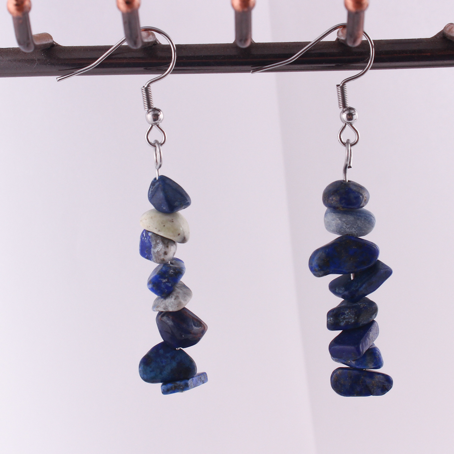 1 Pair Simple Style Geometric Patchwork Natural Stone Drop Earrings display picture 9