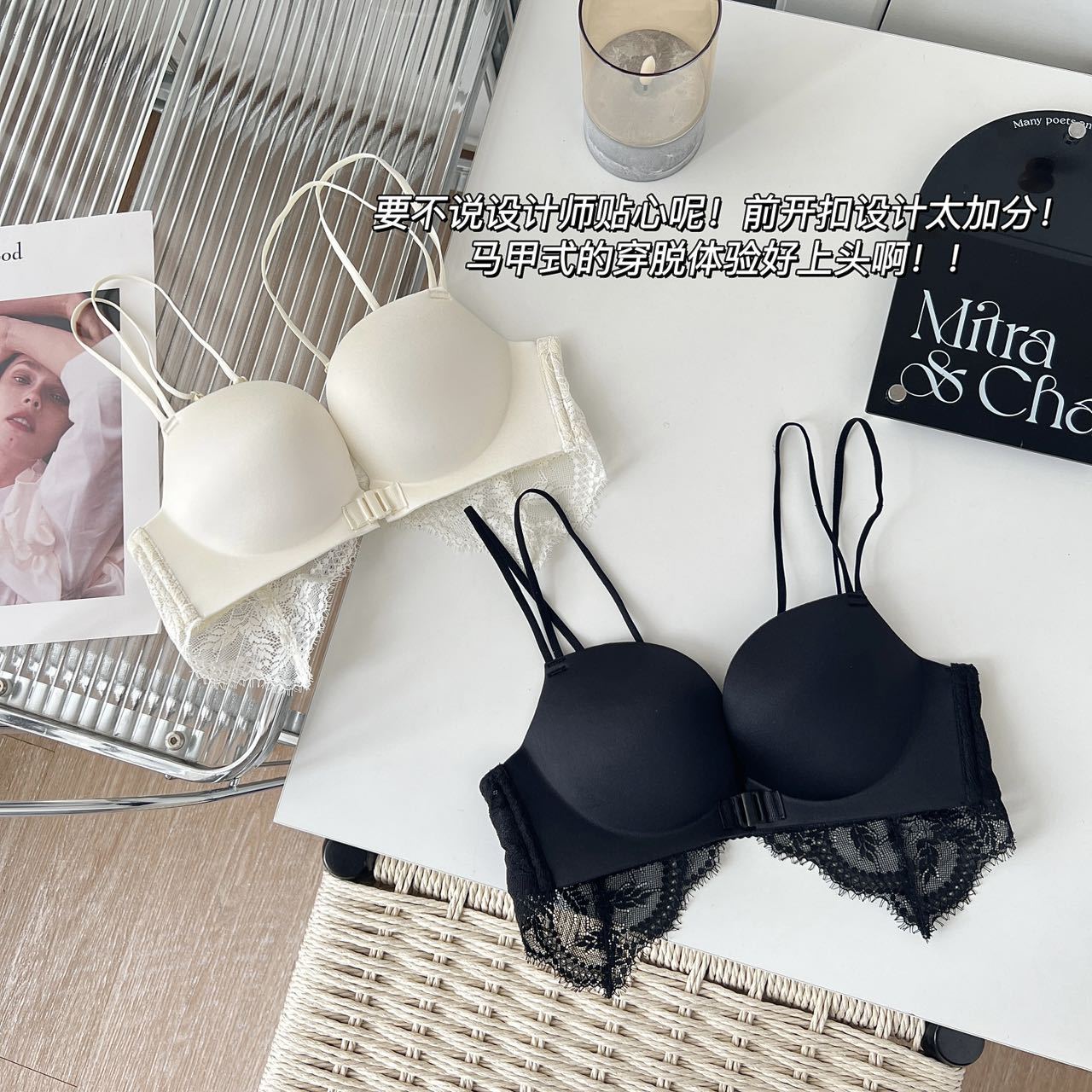 Ventas directas de fábrica comercio electrónico transfronterizo sudeste asiático Vietnam Tailandia ropa interior mariposa chaleco de encaje hermoso sujetador con hebilla delantera