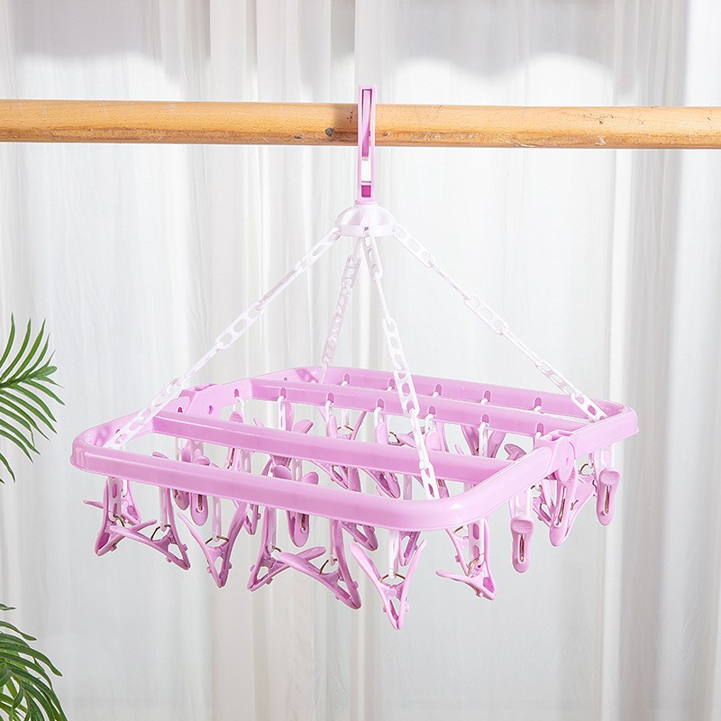 Engrosado 32-clip multi-clip de ropa clip rack de secado percha multifuncional Hotel percha de plástico calcetines de secado domésticos