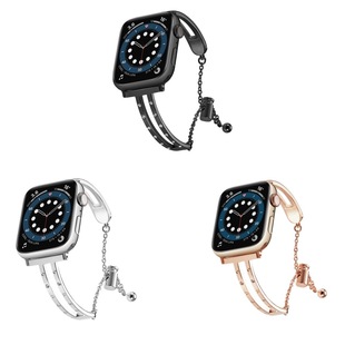 Cross-Border Applicable Applewatch Diamond Watch Strap iWatch Stainless Steel Slimming Watch Strap Apple Metal Watch Strap