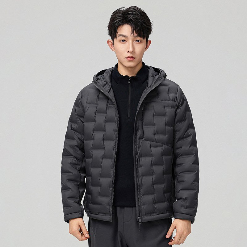 Chaqueta encapuchada para hombres y mujeres en otoño y invierno 2025 nueva chaqueta de plumón de pareja de moda universal chaqueta cálida para hombres