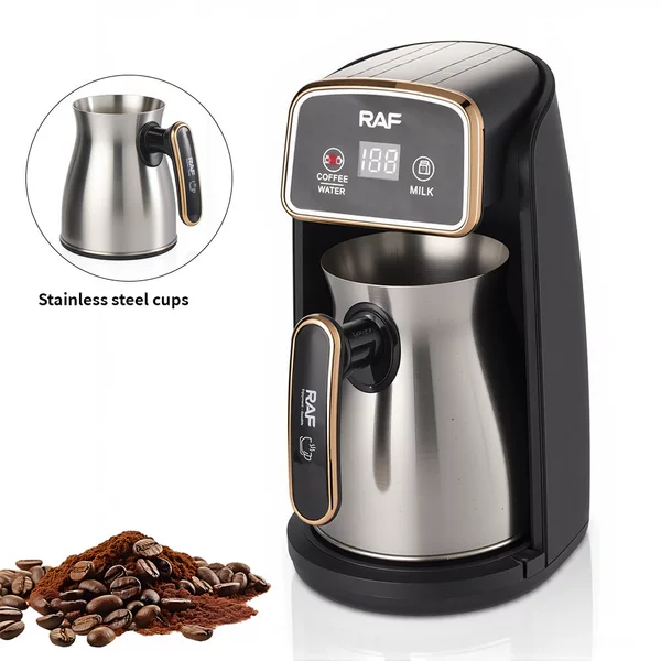 Cross-Border Export Electric Coffee Pot, Stainless Steel Cup, Turkish Coffee Pot, Coffee and Tea Maker, Milk Warmer